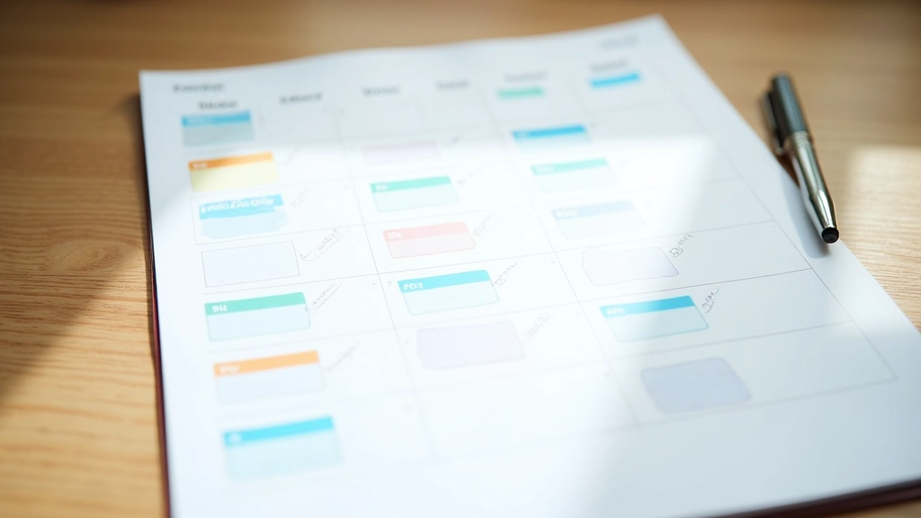 Detailed calendar view with various meeting blocks and color-coded tasks showing current time allocation