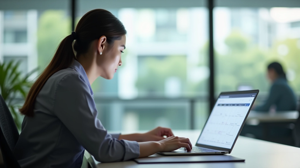 Laptop screen showing color-coded time blocks scheduled in calendar application with focus hours clearly marked